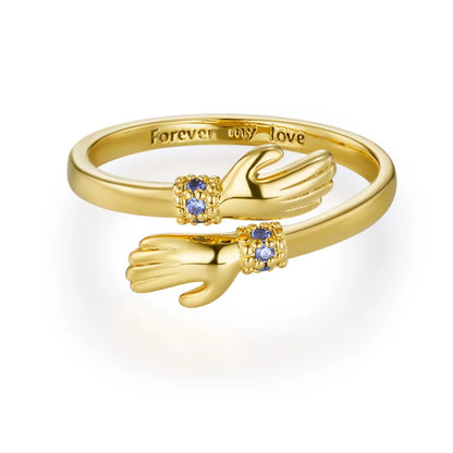 Custom Engraved Birthstone Hug Ring
