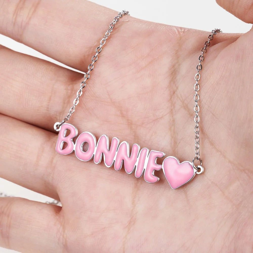 Custom Enamel Bubble Name Necklace