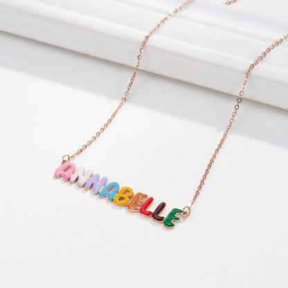 Custom Enamel Bubble Name Necklace