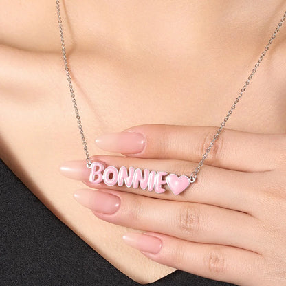 Custom Enamel Bubble Name Necklace