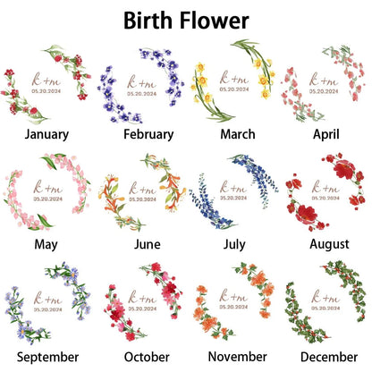 Custom Double Birth Flower Ring Dish with Initials & Date