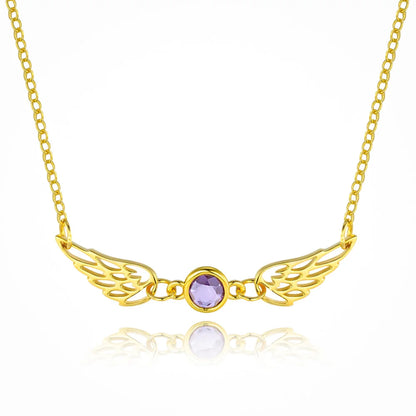 Custom 1-3 Birthstone Angel Wings Necklace