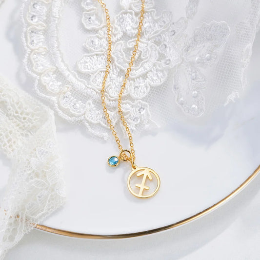 Personalized Birthstone Zodiac Sign Necklace