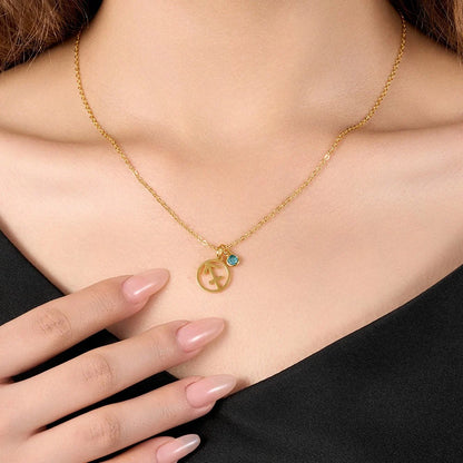 Personalized Birthstone Zodiac Sign Necklace