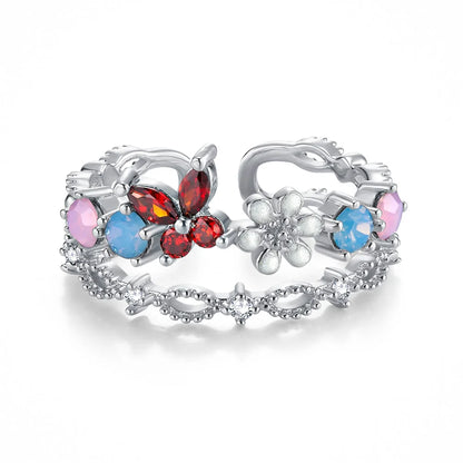 Personalized Birthstone Butterfly Floral Ring