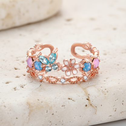 Personalized Birthstone Butterfly Floral Ring