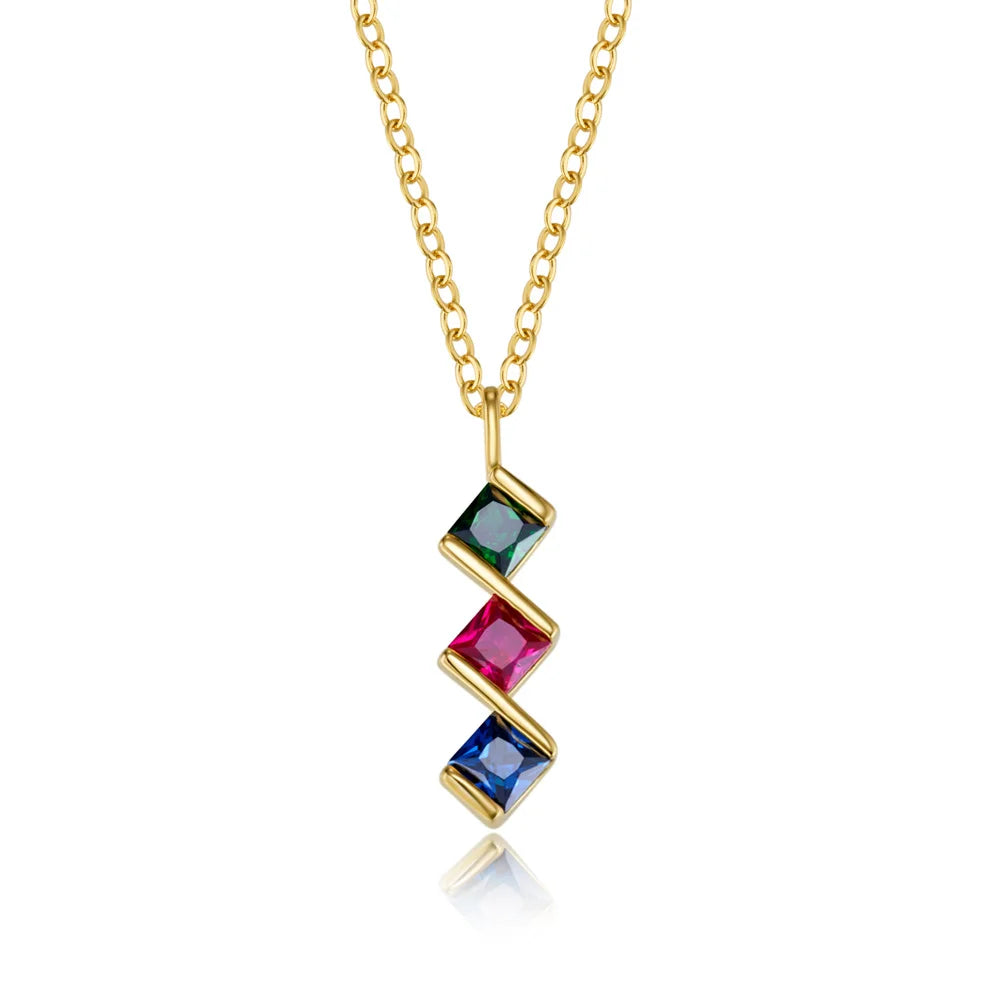 Custom 1-8 Rhombus Birthstone Necklace
