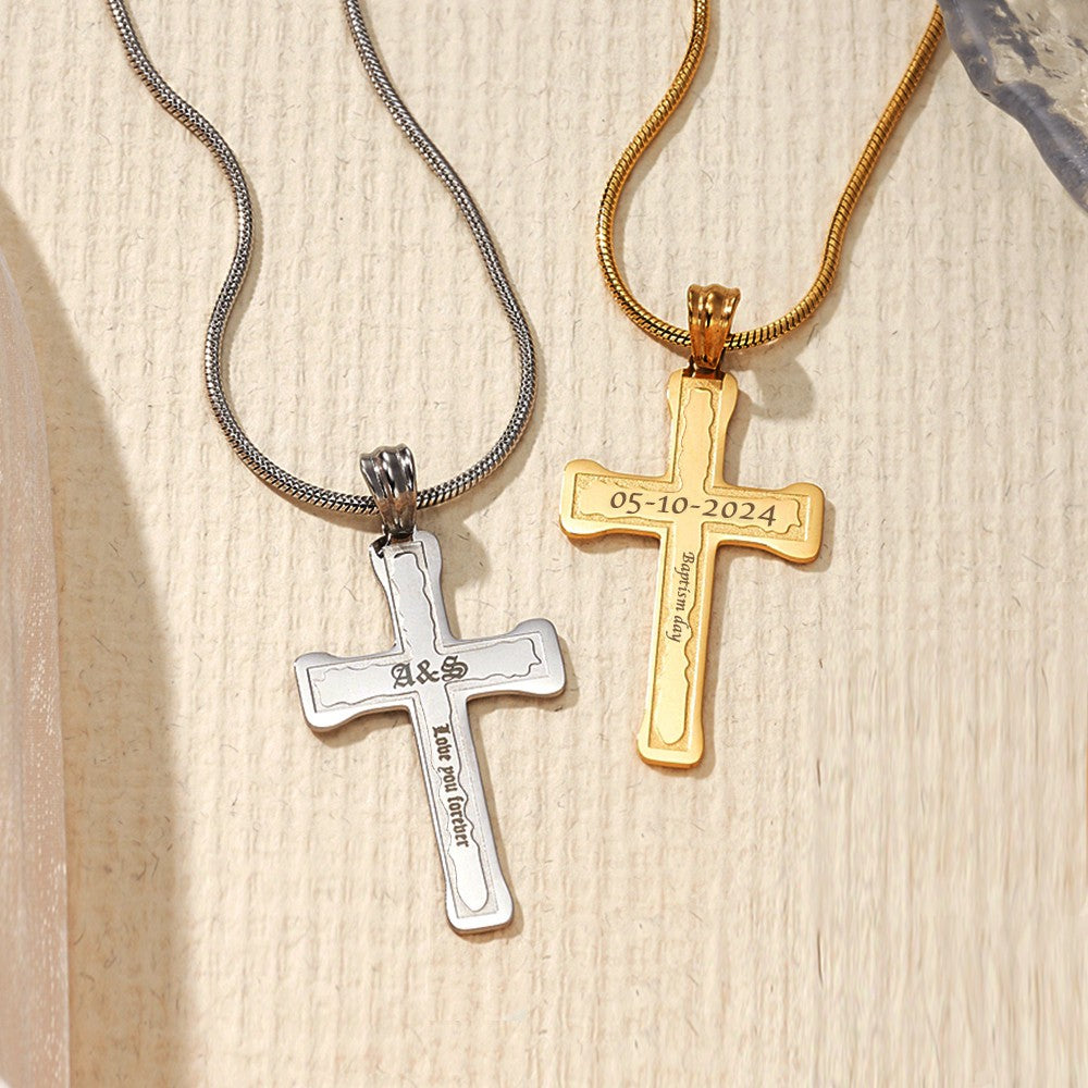 Custom Engraved Cross Necklace