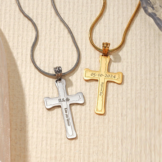 Custom Engraved Cross Necklace