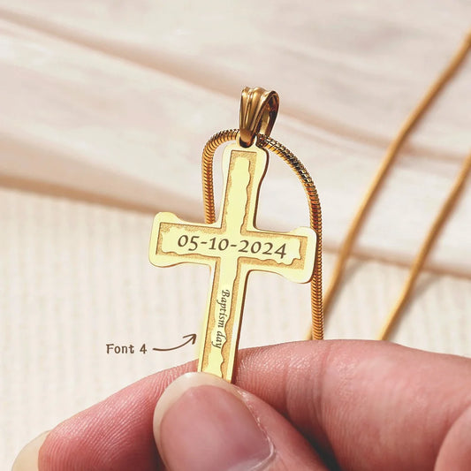 Custom Engraved Cross Necklace