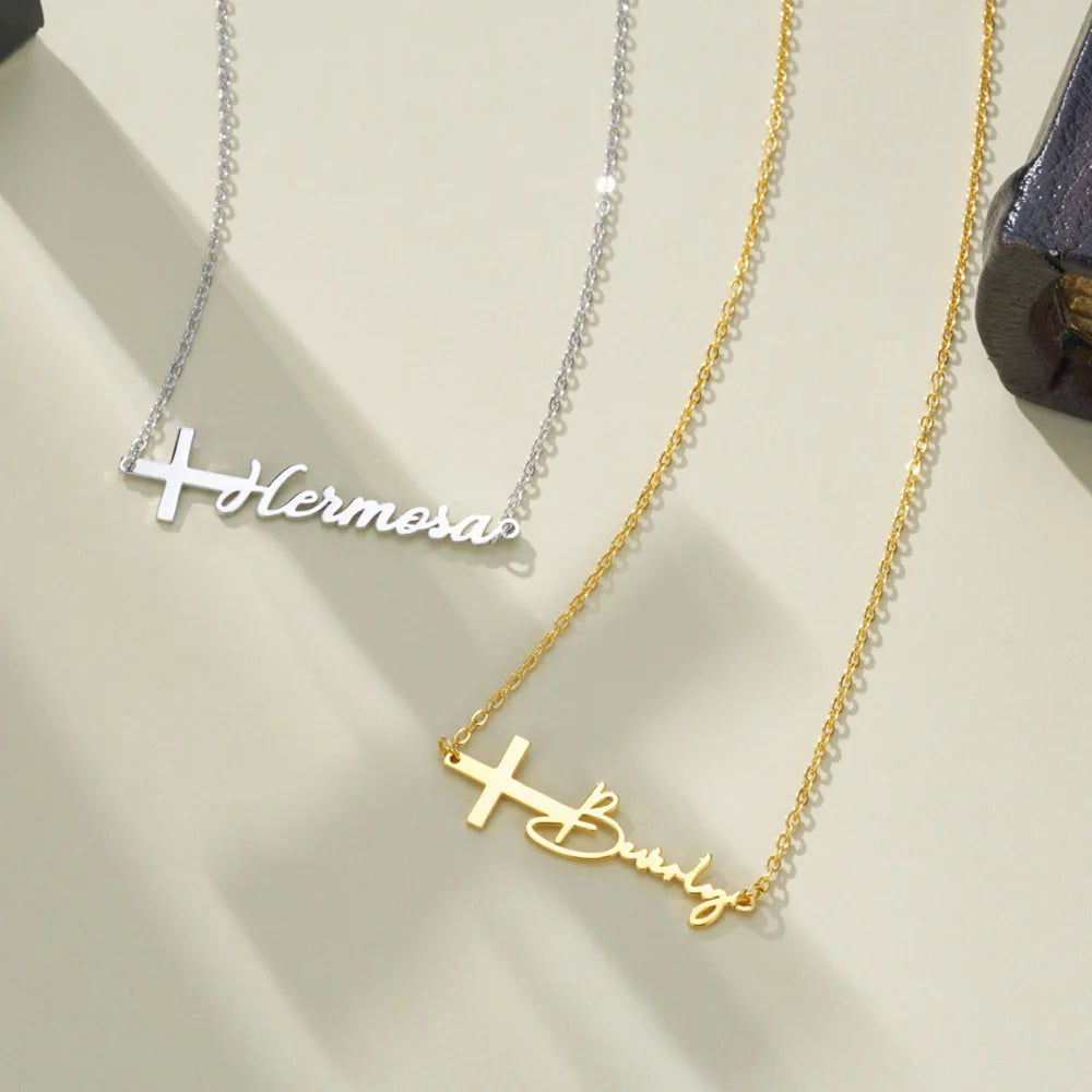 Personalized Cross Name Necklace