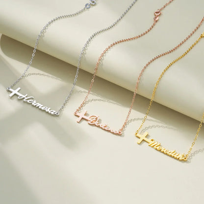 Personalized Cross Name Necklace