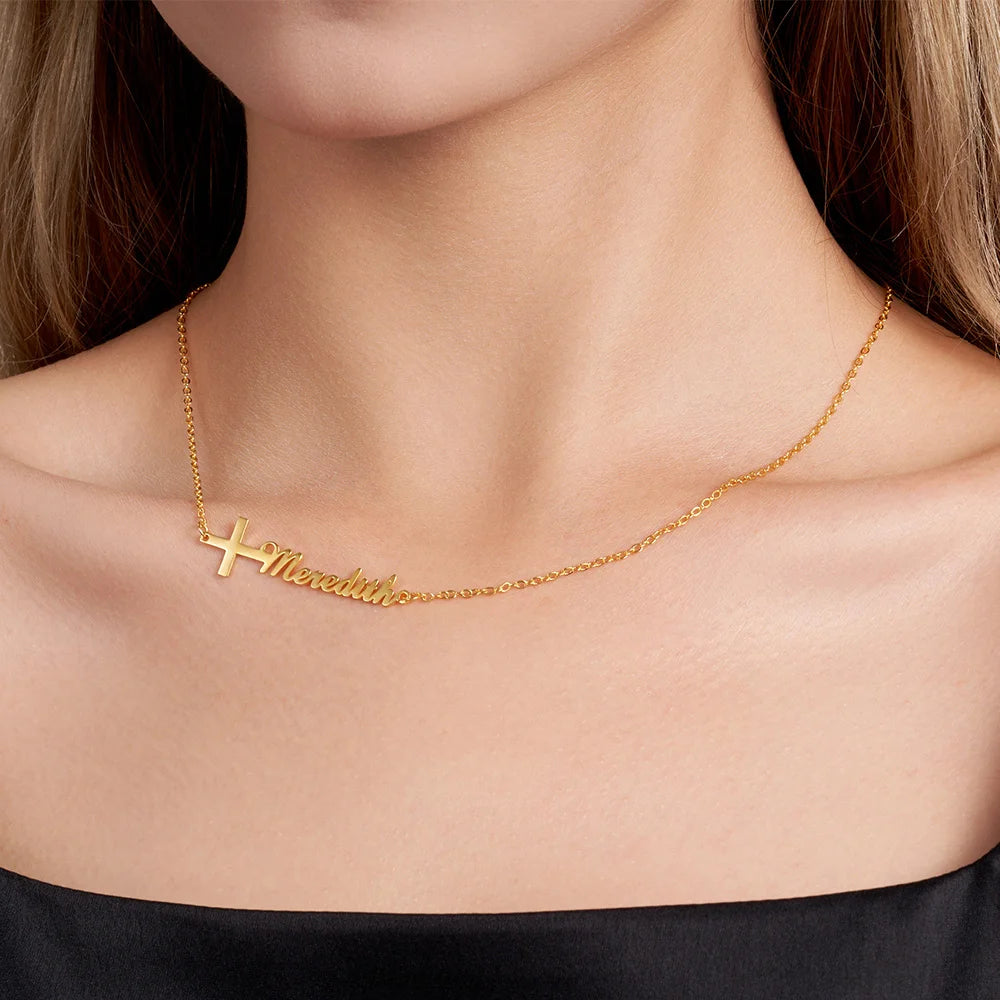 Personalized Cross Name Necklace