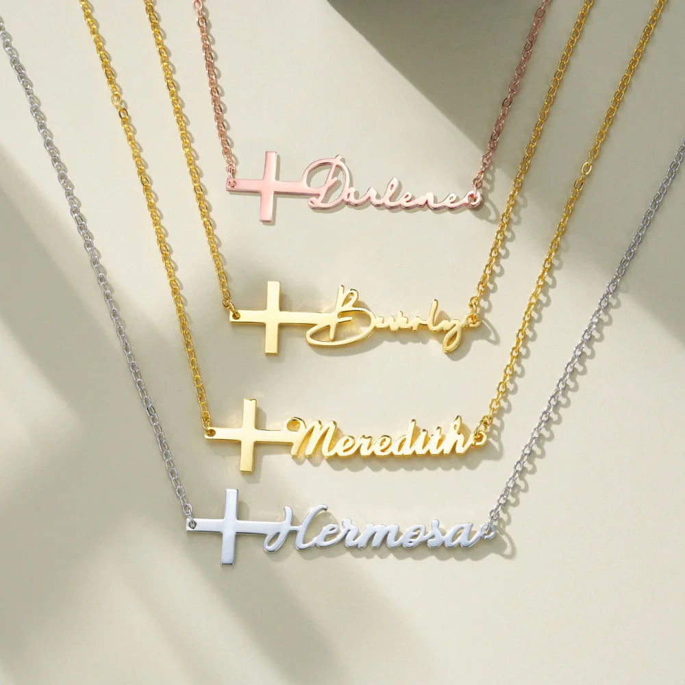 Personalized Cross Name Necklace