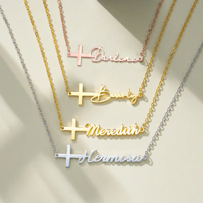 Personalized Cross Name Necklace