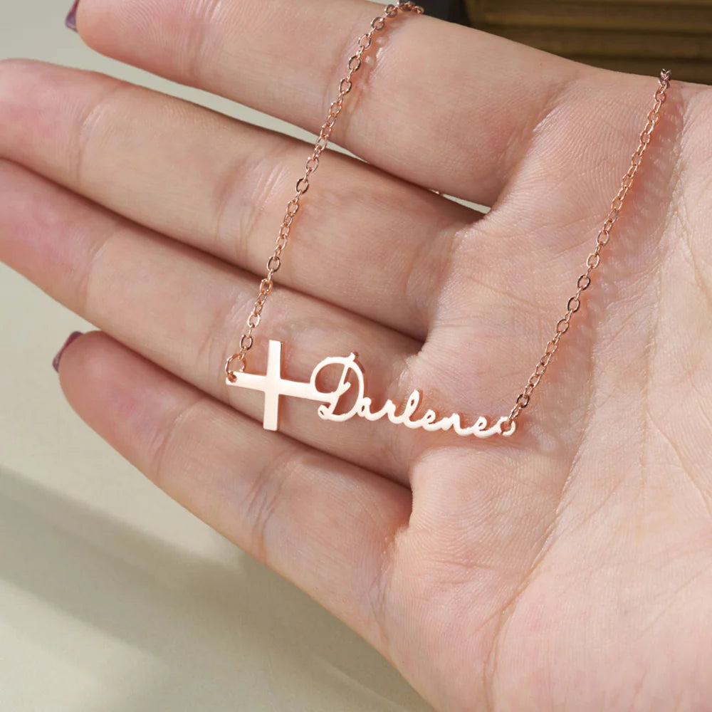 Personalized Cross Name Necklace
