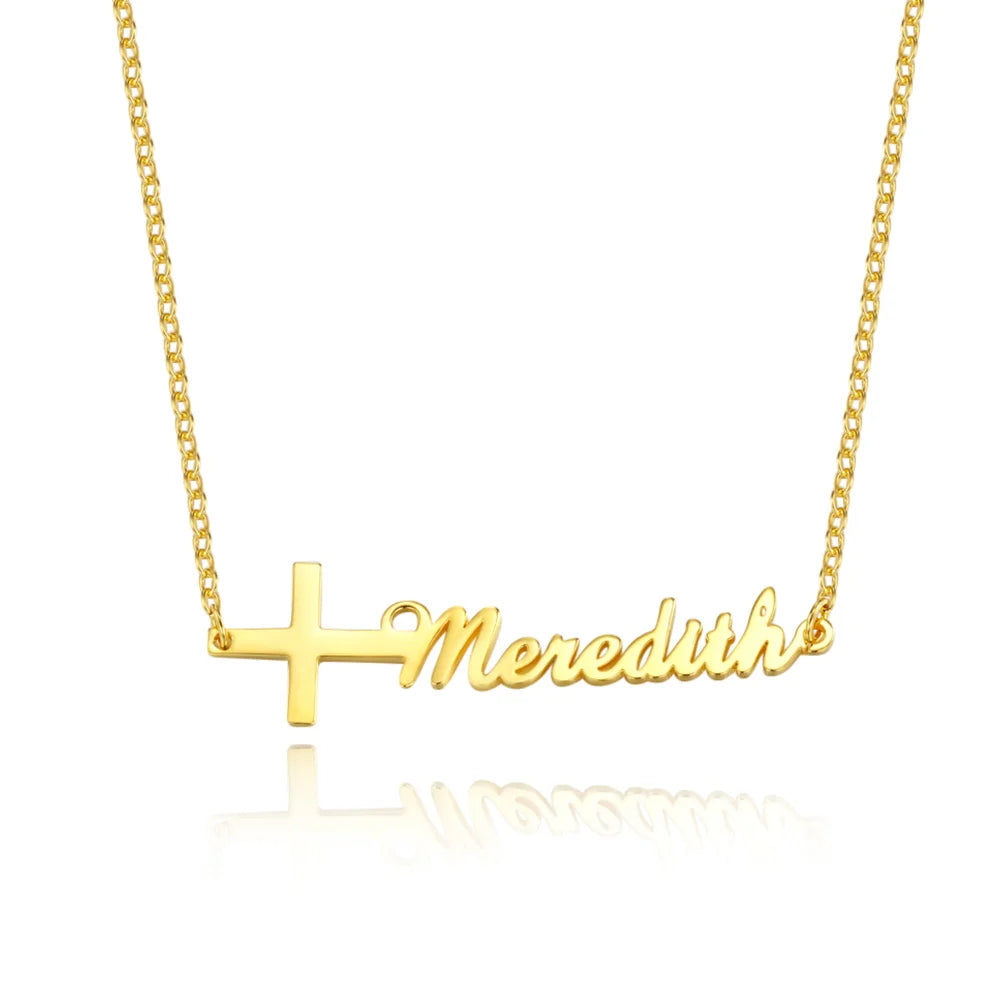 Personalized Cross Name Necklace