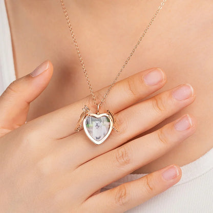 Angel Wings Photo Locket Urn Necklace