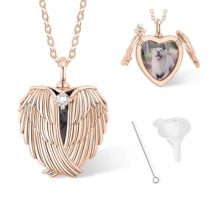 Angel Wings Photo Locket Urn Necklace
