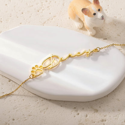 Personalized Name Pet Paw Bracelet