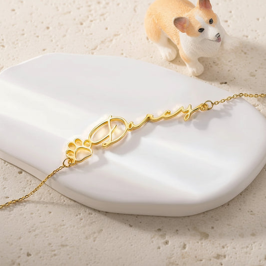 Personalized Name Pet Paw Bracelet