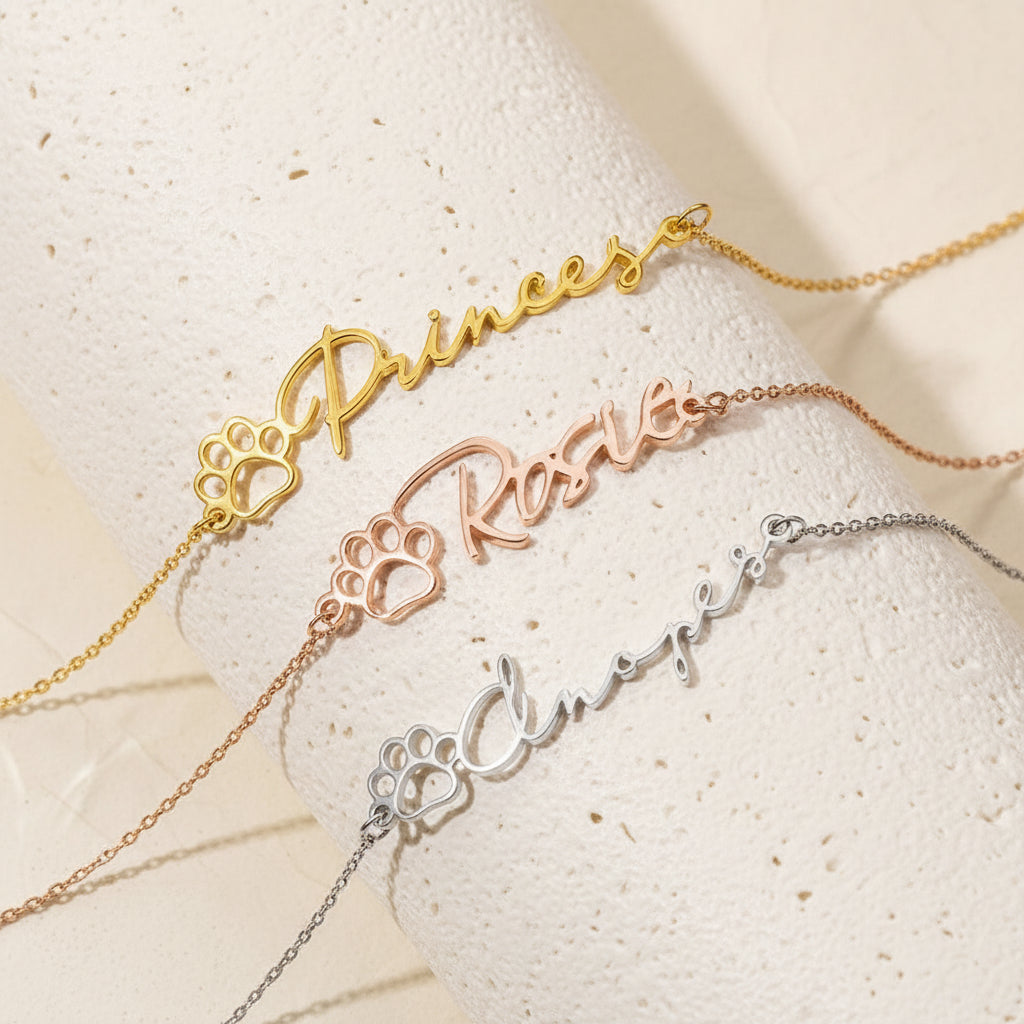 Personalized Name Pet Paw Bracelet