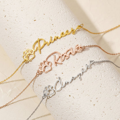 Personalized Name Pet Paw Bracelet