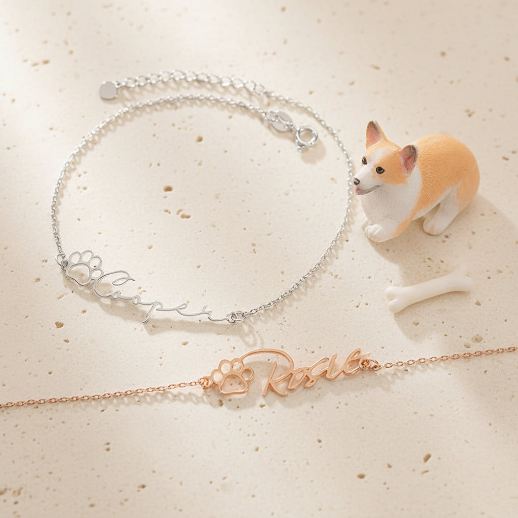 Personalized Name Pet Paw Bracelet
