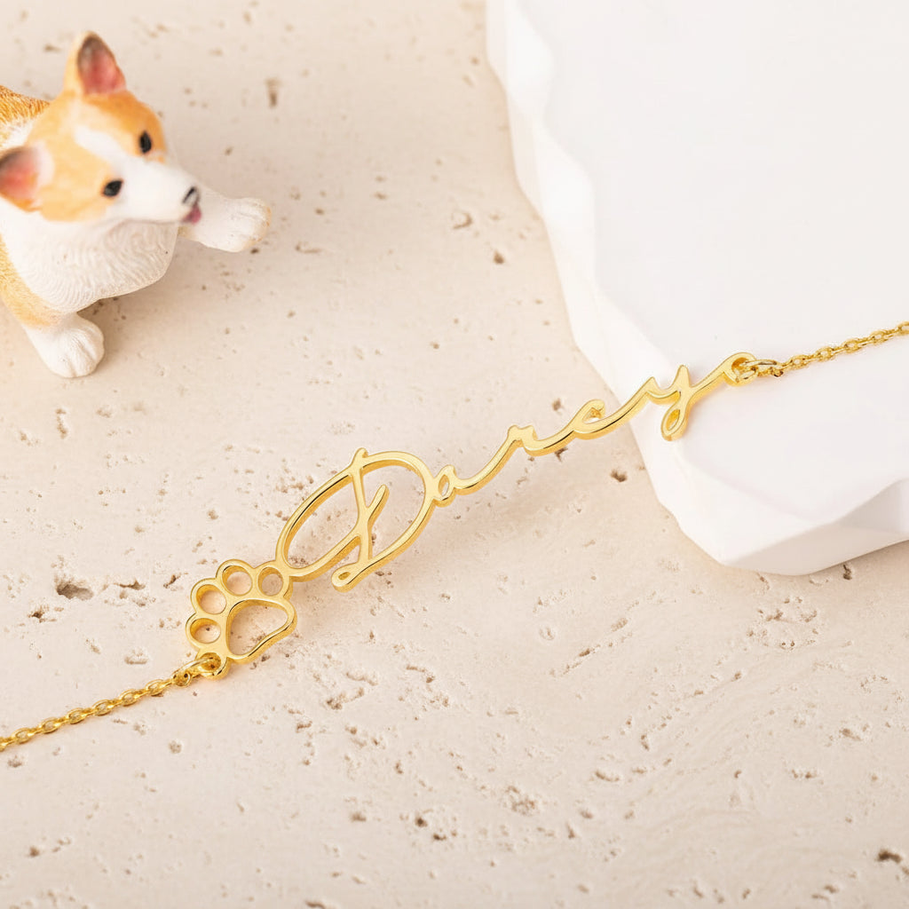 Personalized Name Pet Paw Bracelet