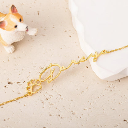 Personalized Name Pet Paw Bracelet