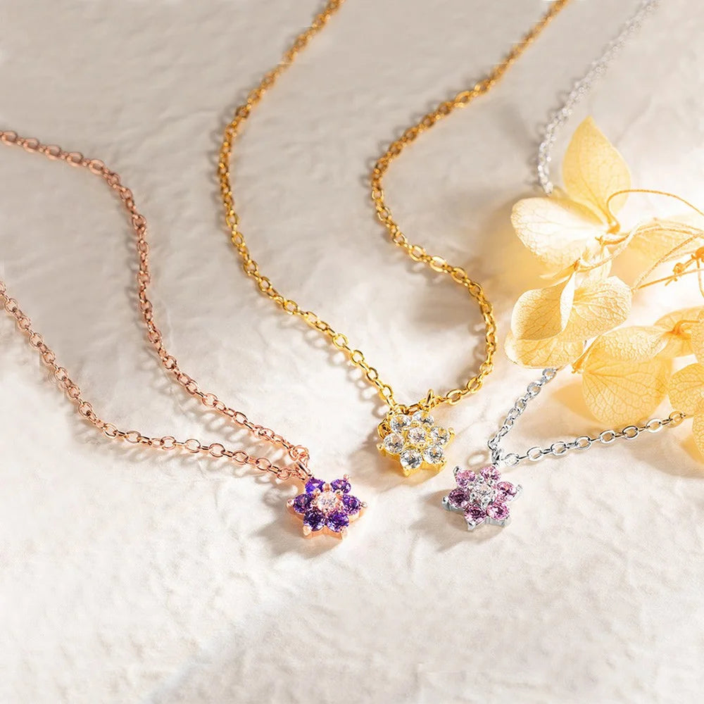Custom Minimalist Birthstone Flower Necklace