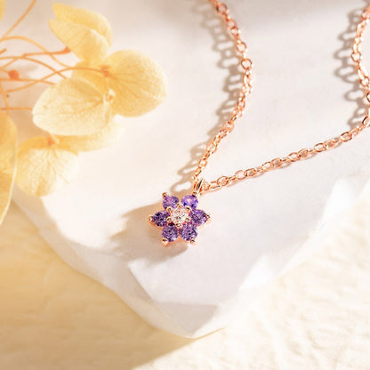 Custom Minimalist Birthstone Flower Necklace