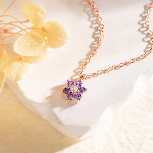 Custom Minimalist Birthstone Flower Necklace