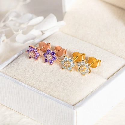 Custom Minimalist Birthstone Flower Earrings