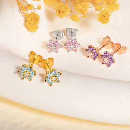 Custom Minimalist Birthstone Flower Earrings