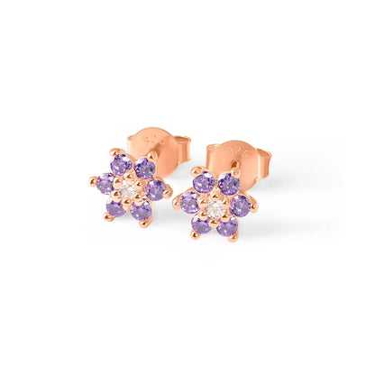 Custom Minimalist Birthstone Flower Earrings