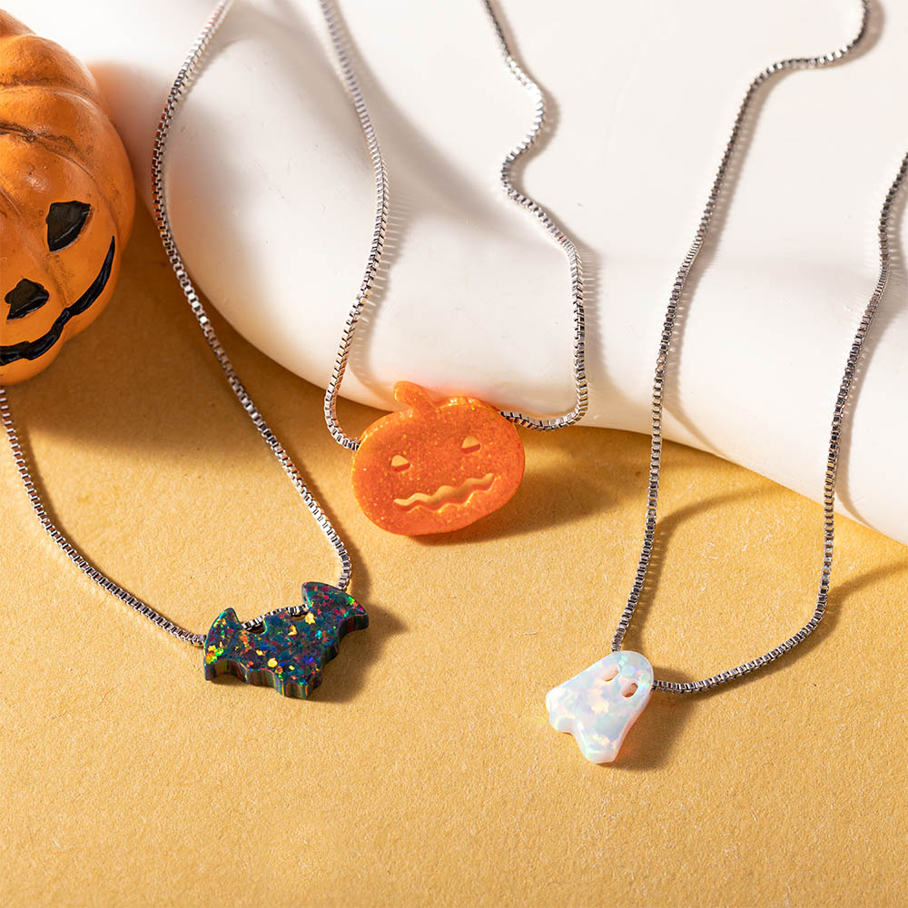 Dainty Halloween Opal Necklaces
