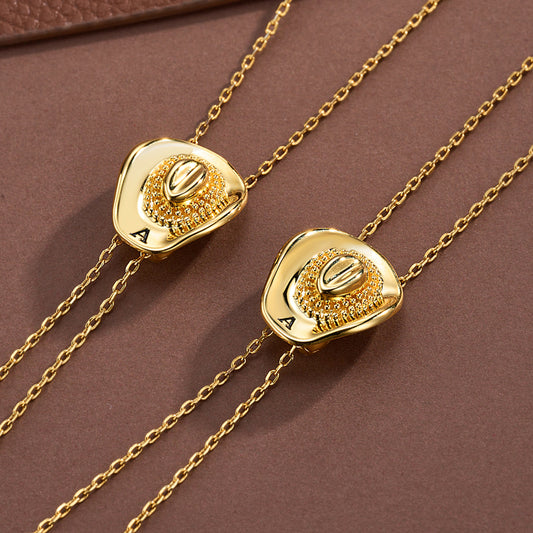 Personalized Cowgirl Hat Necklace with Initial