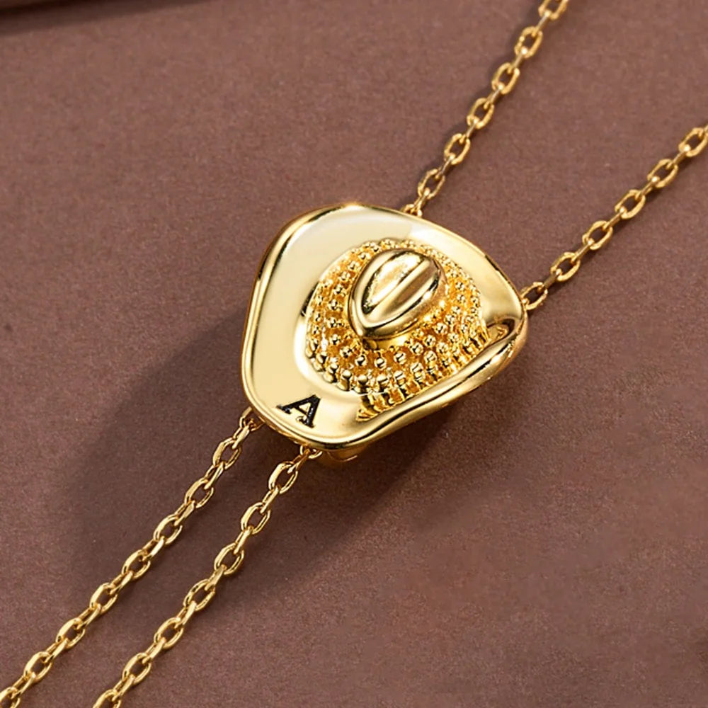 Personalized Cowgirl Hat Necklace with Initial