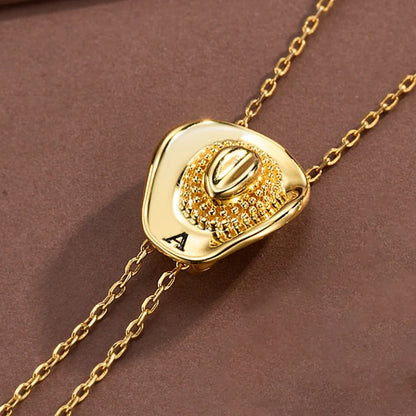 Personalized Cowgirl Hat Necklace with Initial