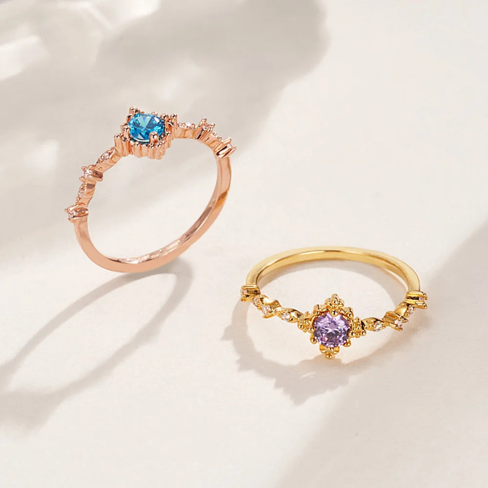 Personalized Dainty Birthstone Ring