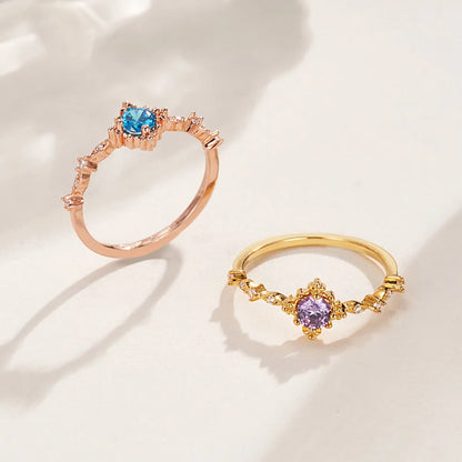 Personalized Dainty Birthstone Ring