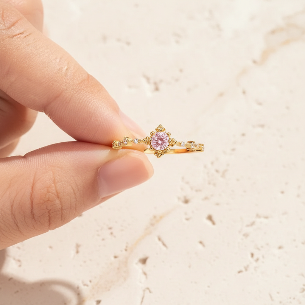 Personalized Dainty Birthstone Ring
