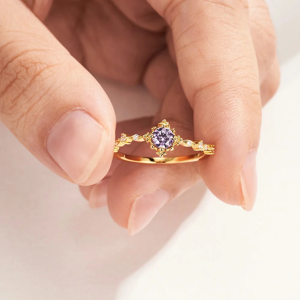 Personalized Dainty Birthstone Ring