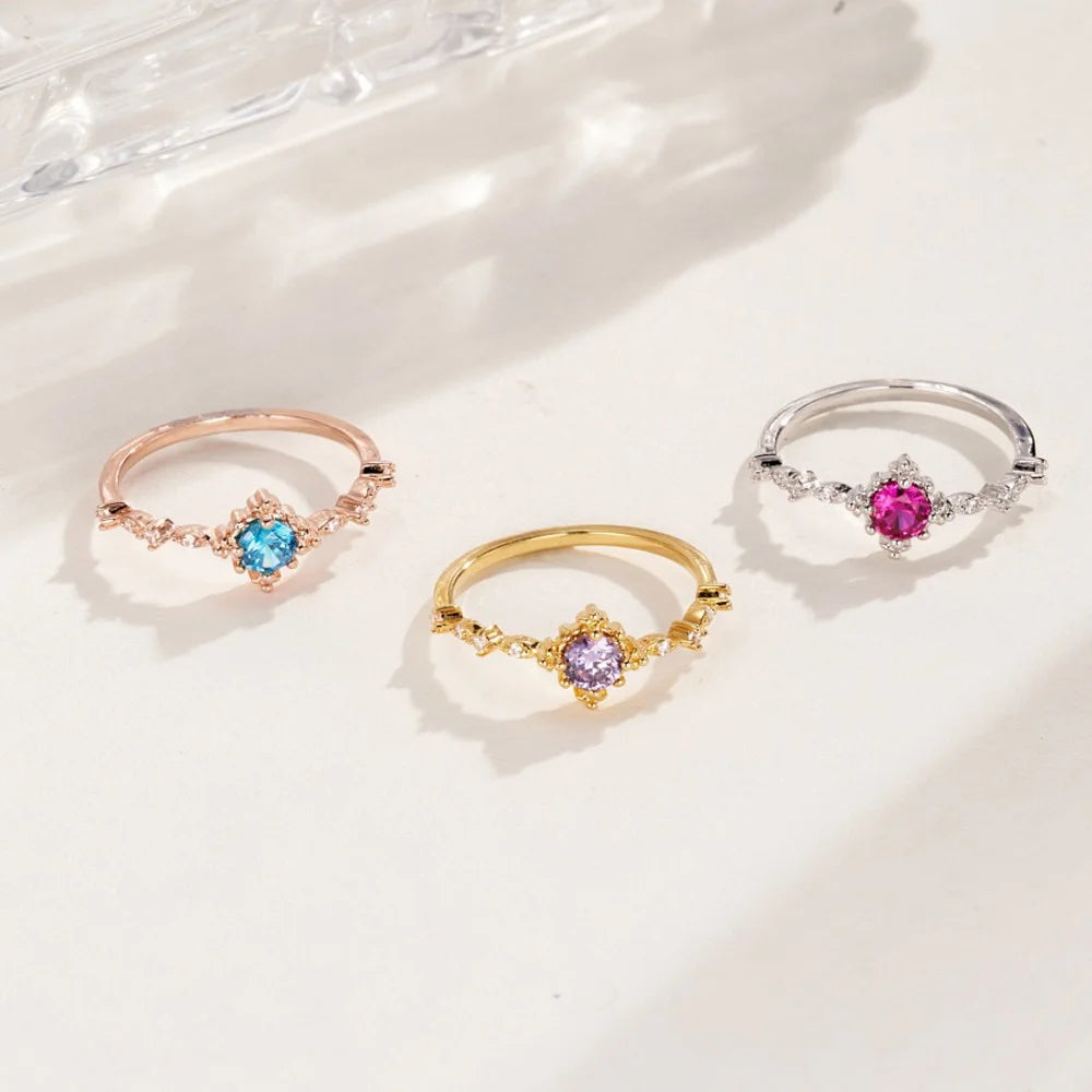 Personalized Dainty Birthstone Ring