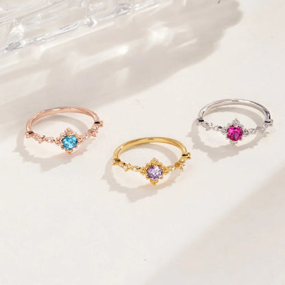 Personalized Dainty Birthstone Ring