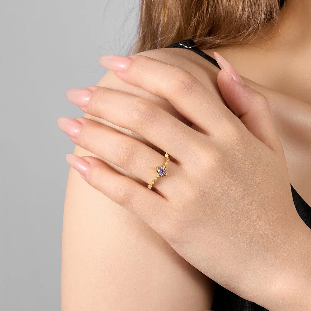 Personalized Dainty Birthstone Ring