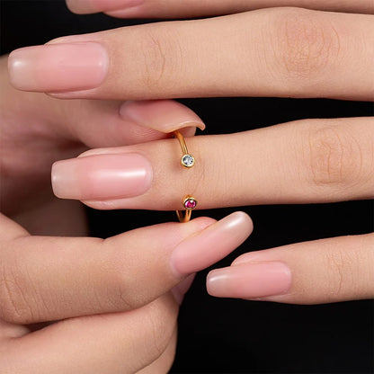 Minimalist Double Birthstone Open Ring