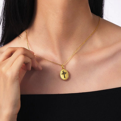 Personalized Birth Flower Bouquet Cross Locket Necklace