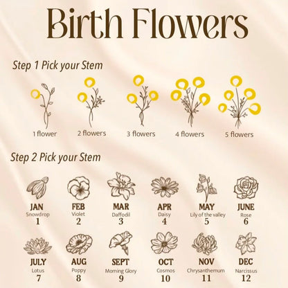 Personalized Birth Flower Bouquet Cross Locket Necklace